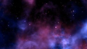 Una representación del universo exterior en colores azules, púrpuras y morados